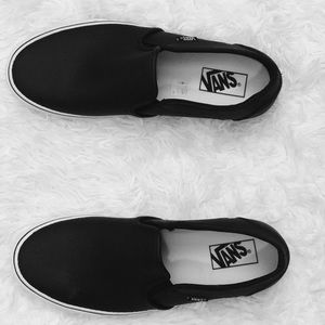 Black leather slip on vans